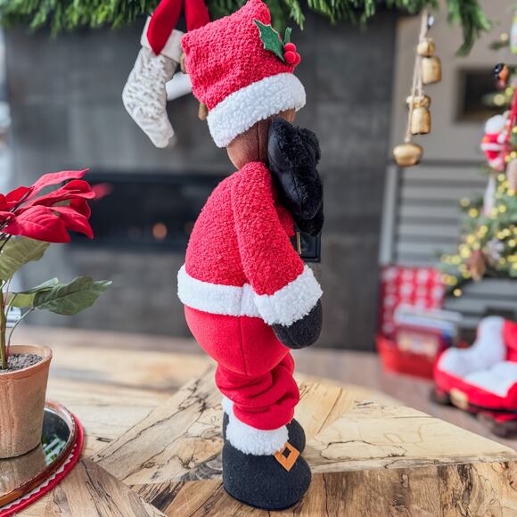 NWT-African American Santa Claus Christmas Decor w/ Extendable Legs 21”H-31.5”H - Picture 9 of 10